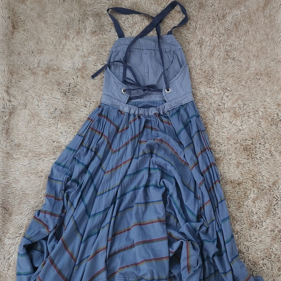 Free People So It Goes Maxi Dress in Oceanview‎ Combo Women's Size Large - Picture 7 of 16